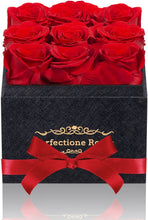 Load image into Gallery viewer, Preserved Flowers in a Box, Red Real Roses Long-Lasting Rose Birthday Gifts for Her Anniversary Mother'S Day Valentine'S Day Christmas Day(Black Medium Square Box)