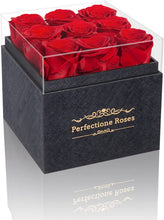 Load image into Gallery viewer, Preserved Flowers in a Box, Red Real Roses Long-Lasting Rose Birthday Gifts for Her Anniversary Mother'S Day Valentine'S Day Christmas Day(Black Medium Square Box)