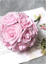 Load image into Gallery viewer, Lusiaflower 30PCS Pink Rose Flower Head Gift Box, Artificial Roses, Artificial Flowers, Foam Roses, Used for Wedding Bouquets, Party Decorations, Gifts, Real Touch
