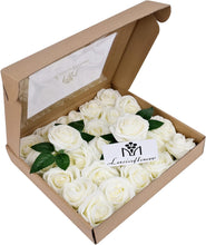 Load image into Gallery viewer, Lusiaflower 30PCS White Rose Flower Head Gift Box, Artificial Roses, Artificial Flowers, Foam Roses, Used for Wedding Bouquets, Party Decorations, Gifts, Real Touch
