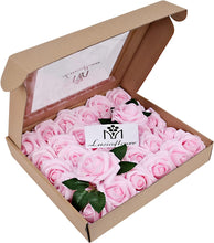 Load image into Gallery viewer, Lusiaflower 30PCS Pink Rose Flower Head Gift Box, Artificial Roses, Artificial Flowers, Foam Roses, Used for Wedding Bouquets, Party Decorations, Gifts, Real Touch
