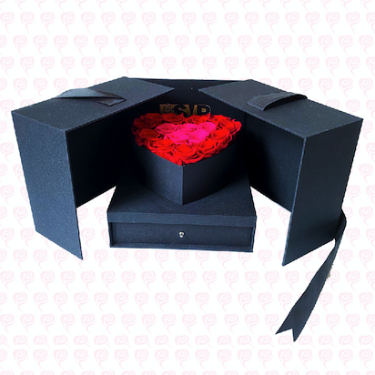 Red and Fuchsia Elegant Deluxe Rose Box - RSVPROSES