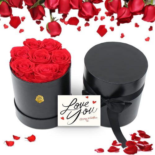 Valentines Day Gifts for Her, Roses Box, Real Roses That Last a Year and More, Preserved Red Eternal Roses, Fresh Forever Roses, Best Gifts for Women (1)